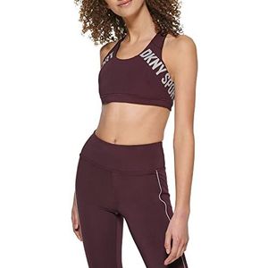 DKNY Damessport reflecterende logo lage impact beha met verwijderbare cups training, Munt, XL