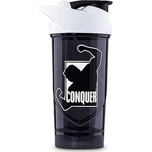 Shieldmixer Hero Pro Classic Shaker Conquer - BPA-vrij - Gym Accessoires - Eiwitshaker - Fitness Drinkfles - Zwart - 700ml