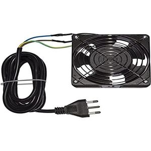 Link LKFAN220 ventilator 120 x 120 x 38 220 V met 2 m kabel, Italiaanse stekker met rooster, zwart