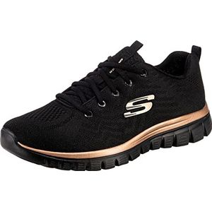 Skechers Graceful Get Connected Sneakers voor dames, Black Mesh Rose Gold Trim, 36.5 EU