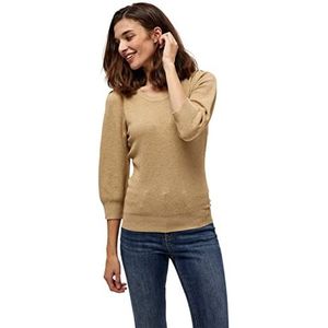 Peppercorn Tana gebreide trui met ronde hals en 3/4 mouwen | bruine truien voor dames UK | lente dames truien | maat XL