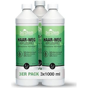 bio-chem - Vloeibare afvoerreiniger en pijpreiniger - Uiterst effectieve formule tegen verstopping en haar - voor douche, bad, wasbak, toilet, gootsteen, keuken, sifon - 3x 1000 ml