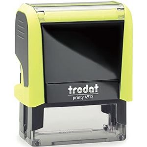 Trodat - Motivatiestempel voor leraar Printy 4912 zelfkleurende, stempelcollectie Smile, voetafdruk in de wolf, kleur stempel geel neon, patroon inclusief kleur groen