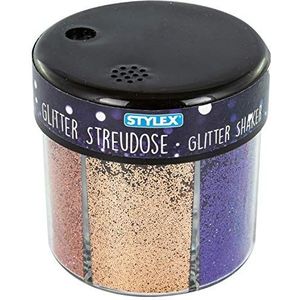 Stylex 23389 - glitter strooidecoratie 60 g, in 6 verschillende kleuren, fijn glitterpoeder in een praktische strooidoos, voor het knutselen en decoreren van wenskaarten, fotolijsten en scrapbooking