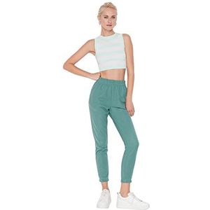 Trendyol Vrouwen normale taille rechte pijpen joggingbroek, Groen, M