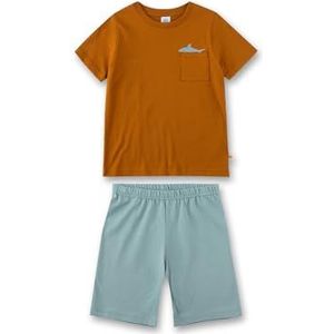 Sanetta Kinderpyjama voor jongens, korte shorty, 100% biologisch katoen, nootmuskaat, 140 cm