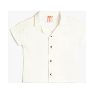 Koton Babyboy Shirt Tiffany Cotton Short Sleeve Pocket Detail, wit (000), 6-9 Maanden