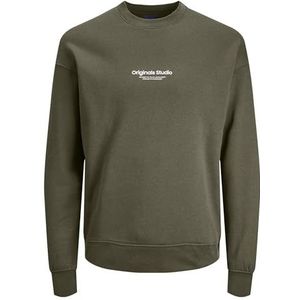 JACK&JONES Sweater Zachte Longsleeve Trui met 3D Print Losvallende Ronde hals JORVESTERBRO, Colour:Olivegreen, Size:M