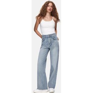 LTB Jeans Dames Danica L - Wide High Rise Basic-5-Pocket Light Wash Blue van katoen - maat W24L30, blauw, 24W / 30L