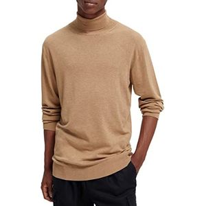 Scotch & Soda Heren Ecovero Viscose Blend Turtleneck Pullover Camel Melange 0760, L