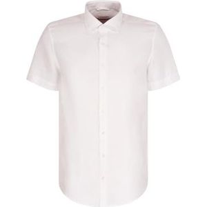 Seidensticker Zakelijk overhemd voor heren, shaped fit, zacht, kent-kraag, korte mouwen, 100% linnen, wit, 42