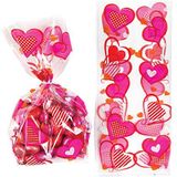 Baker Ross hart cellofaan geschenkzakken met Twist Ties voor kinderen - perfecte Valentijnsdag feesttas vulmiddel of cadeau voor kinderen (Pack van 20)