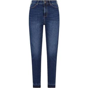 Urban Classics Skinny jeans met hoge taille voor dames met open zoom, Donkerblauw gewassen, 28