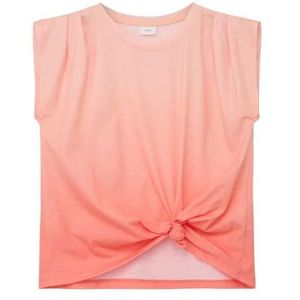 s.Oliver Junior Girl's T-shirt met knoopdetail, oranje, 176, oranje, 176 cm