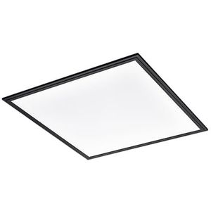 EGLO LED plafondlamp Salobrena 1, vierkante opbouw plafond lamp, bureaulamp van wit kunststof en zwart metaal, plafondverlichting voor bureau, gang en keuken, neutraal wit, 60x60 cm