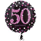 Pink Sparkling Celebration 50th Standard Foil Prismatic Balloons S40