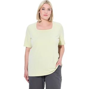 Ulla Popken Dames grote maten grote maten plus size T-shirt, A-lijn, Carree-hals, halve mouwen, groen (pistache), 42-44