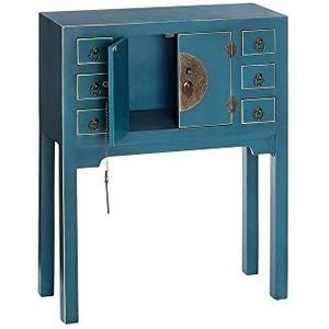 ORIENTAL FEELING Oosterse haltafel, klein, blauw, multiplex, 80 x 63 x 26 cm