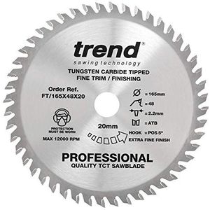 Trend Professional zaagblad fijngeslepen, 165 mm diameter x 48 tanden x 20 mm asgat, FT/165X48X20