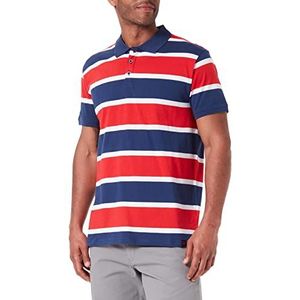 Timezone Heren Stripe Vintage Polo T-Shirt, Groot Rood Wit Blauw, M