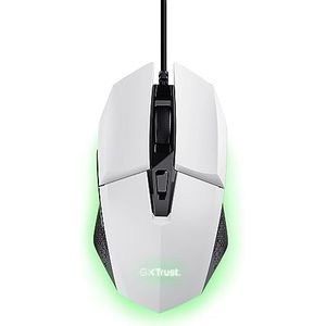 GXTrust 1109W Vylax Gaming Muis met 6 Programmeerbare Knoppen en LED Verlichting, Geïntegreerde Software, 200-6400 DPI, 150 cm USB Kabel, Wired Gaming Mouse voor PC Computer Laptop, Wit