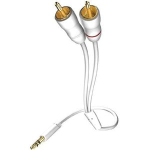 inakustik – 00310003 – Star jack-adapter – 3,5 mm jack -> 2 x RCA-aansluiting | voor de aansluiting van smartphones, tablets of pc op hifi-versterker | 3,0 m in wit | folie tegen externe storingen