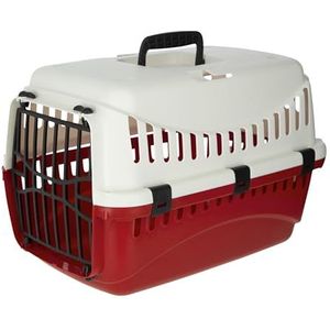 Kerbl 81348 transportbox Expedion (diertransportbox huisdieren, katten, honden, konijnen) van kunststof, 45 x 30 x 30 cm, crème/bordeaux