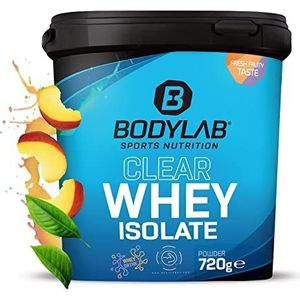 Bodylab24 Clear Whey Isolate 720g Ijsthee Perzik, eiwitshake gemaakt van 96% hoogwaardig wei-eiwitisolaat, verfrissende fruitige drank, wei-eiwitpoeder kan spieropbouw ondersteunen