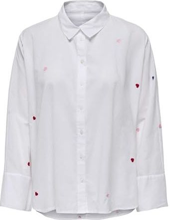 Onlnew Lina Grace Ls Emb Shirt Noos WVN, wit (bright white), L