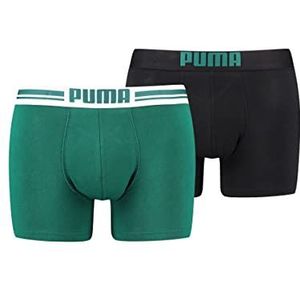 PUMA Boxershorts met logo voor heren, verpakking van 2 stuks, Varsity Green Combo, L