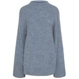 PIECES Dames Pcmala Ls Highneck Knit Noos Bc gebreide trui, Faded Denim, M
