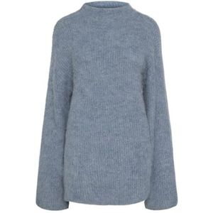 PIECES Dames Pcmala Ls Highneck Knit Noos Bc gebreide trui, Faded Denim, M