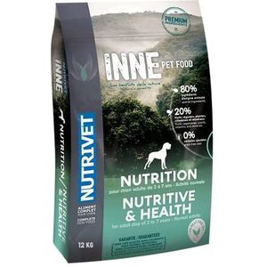 NUTRIVET - INNE Chien Nutrition - HOND - graanvrij voer - volwassen hond - gevogelte - 80% ingrediënten van dierlijke oorsprong - 12 kg