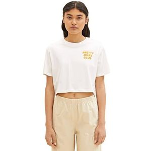 Tom Tailor Denim dames 1036537 T-Shirt, 32116 - Cloud Off White, L