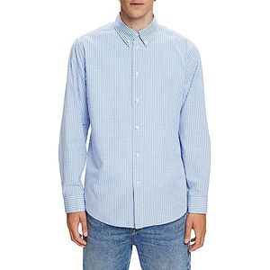 ESPRIT Button-down overhemd met Vichy-patroon, 100% katoen, bright blue, S