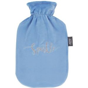 Fashy Warmwaterkruik 2,0 l met fleece overtrek met borduurwerk ""Sparkle"", lichtblauw