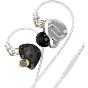 KINBOOFI KZ ZS10 Pro In-Ear Monitor Oordopjes, HiFi Oortelefoon met 4BA en 1DD Drivers, Upgraded ZS10 Pro met Afneembare 0.75mm 2 Pin 6N OFC-kabel (met microfoon, zwart)