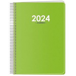 Dohe - Kalender 2024 - Dagpagina - Afmeting: 15 x 21 cm (A5) - 336 pagina's - Spiraalbinding - Hardcover van kunststof - Groen - Model Metropool