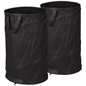 Relaxdays tuinafvalzak pop up, set van 2, 120 liter, 3 handgrepen, uv-bestendig, waterdicht, stevige onkruidzak, zwart