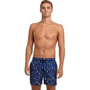 ARENA Men's Beach Boxer Allover Swim Trunks, Navy-Multi, M, Navy-multi, M