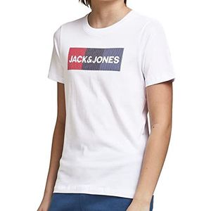 Jack & Jones Junior Jjecorp Logo Tee Ss Crew Neck Noos Jr T-shirt voor jongens, Wit/detail: spelen, 140 cm