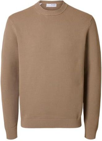 SELECTED FEMME Slhdane Ls Knit Structure Crew Neck Noos, grijsbeige, XXL