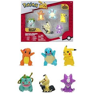 Bandai - Pokémon JW2684 Set van 6 figuren, golf 3, Pikachu, Karapuce, Salamateche, Bulbizare, Mimiqui, Toxizap