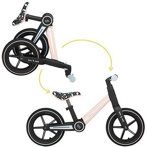 skiddoü Loopfiets Ronny, vanaf 2 jaar opvouwbare leerloopfiets tot 30 kg, aluminium frame, 12 inch wielen, in hoogte verstelbaar, stuurslot, balansfiets, retro design, roze