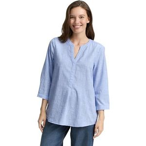 TOM TAILOR - Blouse - Lichtblauw / Wit - Wijde Blouse - Driekwart Mouw