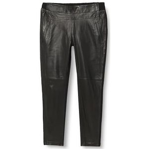 KAFFE Leren broek voor dames, elastische taille, slim fit, volledige lengte, middelhoge taille, Black Deep, 42