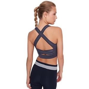 Trendyol Dames Sportkleding Crop Vierkante Kraag Gebreide Sportbeha, Grijs, XS