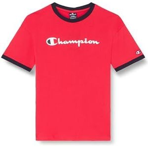 Champion Legacy Icons B - Contrast Collar S/S Crewneck T-shirt, rood, 11-12 jaar kinderen en jongeren SS24, Rood, 11-12 jaar