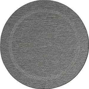 Mia´s Teppiche Lara Plat geweven tapijt voor binnen en buiten, uv- en weerbestendig, antraciet, 160 cm, rond, 100% polypropyleen, 12 cm