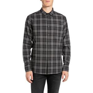 Replay - Casual Shirt - Grijs - Lange Mouwen - 100% Katoen